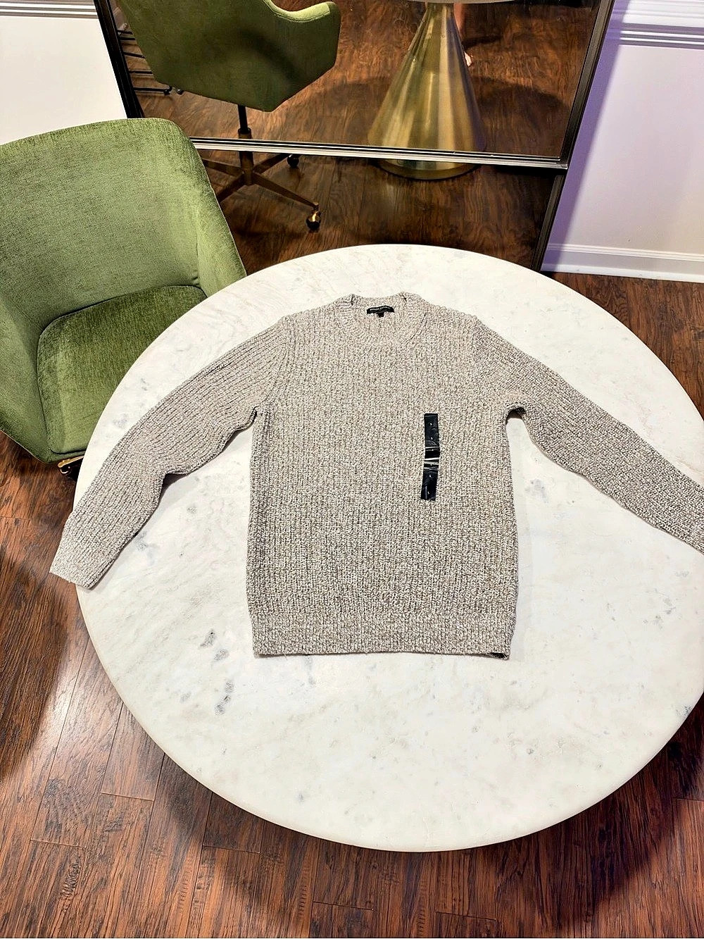 Banana Republic Marled Crew Neck Sweater in Brown & Cream